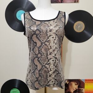 Sequined Snakeskin Tank Top